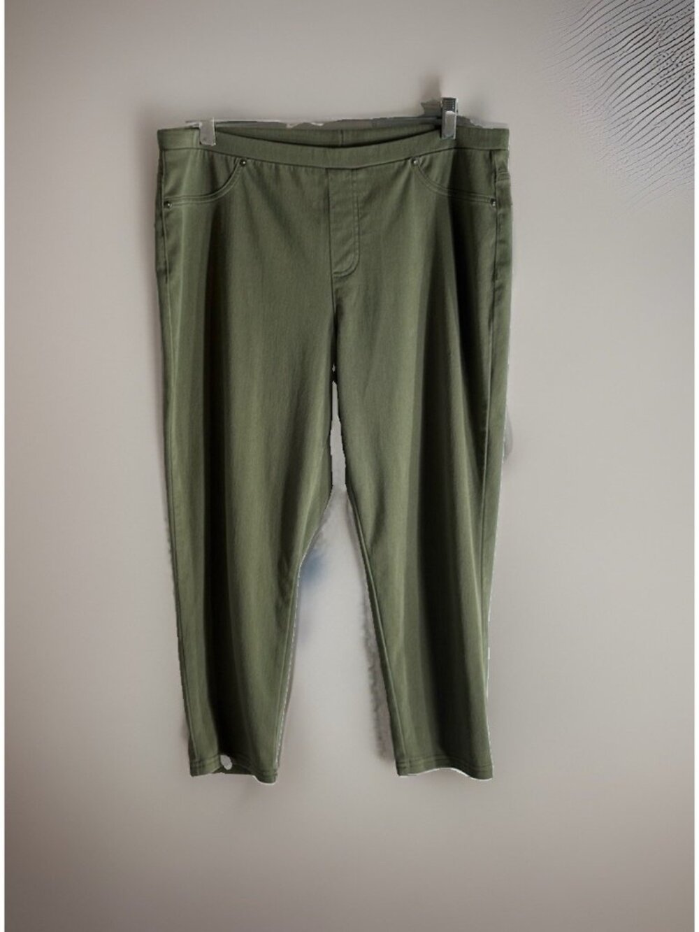 Style & Co Women Sage Green Elastic Waist Stretch Pants Size XL W/ BACK POCKETS